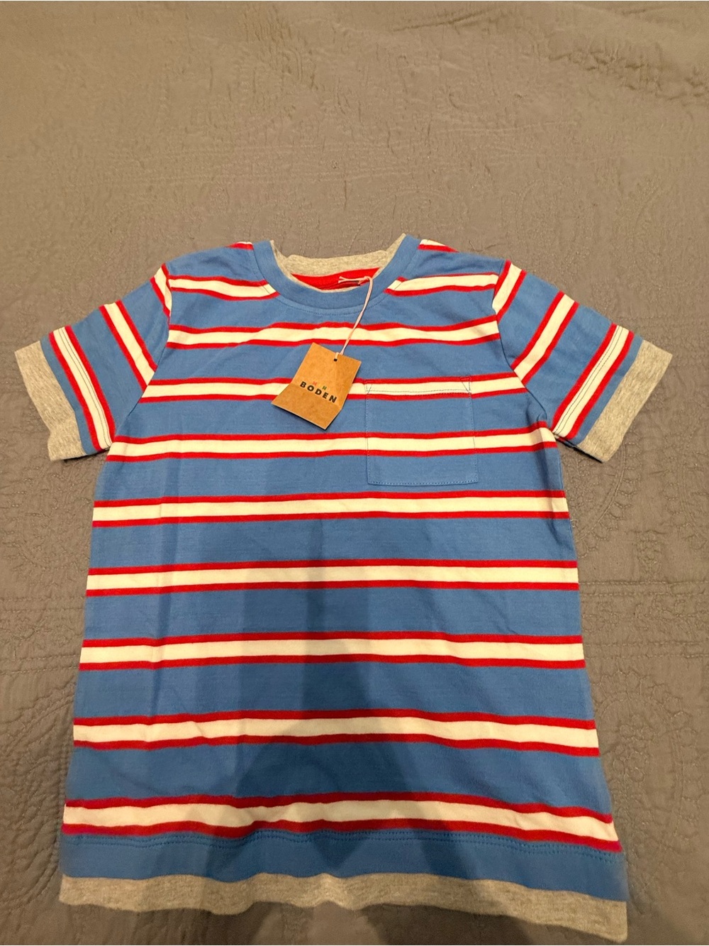 Boden Blue, Red & White Striped Short Sleeve Tee